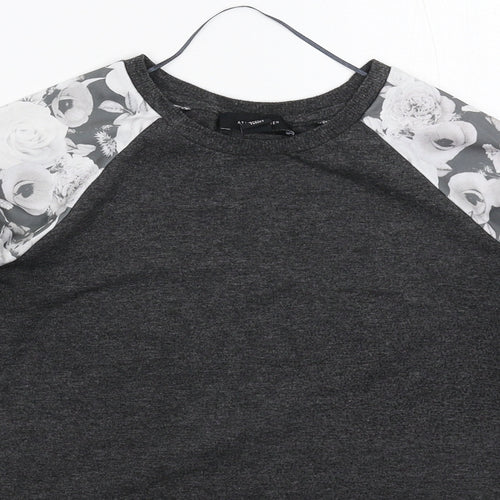 Atmosphere Womens Grey Floral  Basic T-Shirt Size 4