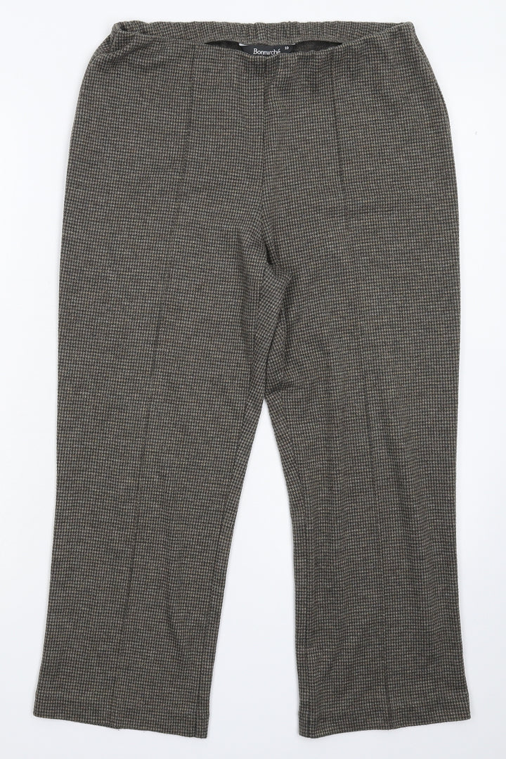Bonmarché Womens Grey Check Cropped Trousers Size 10 L22 in