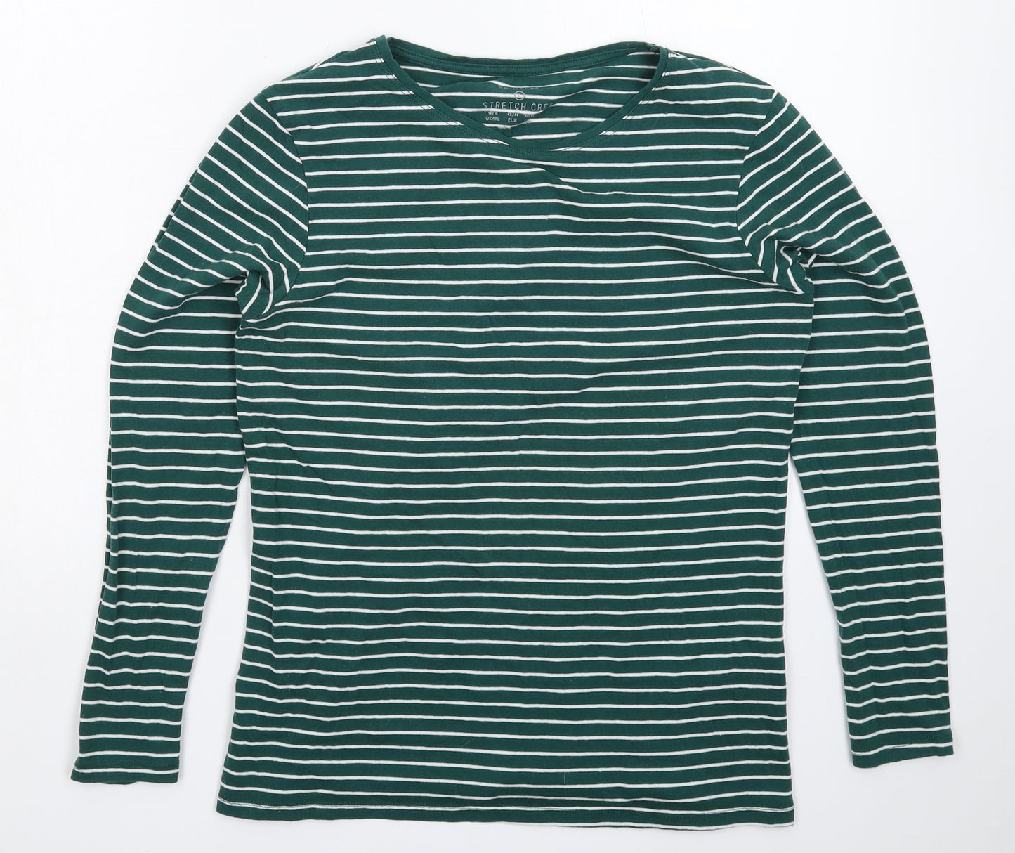 Primark Womens Green Striped  Basic T-Shirt Size 16
