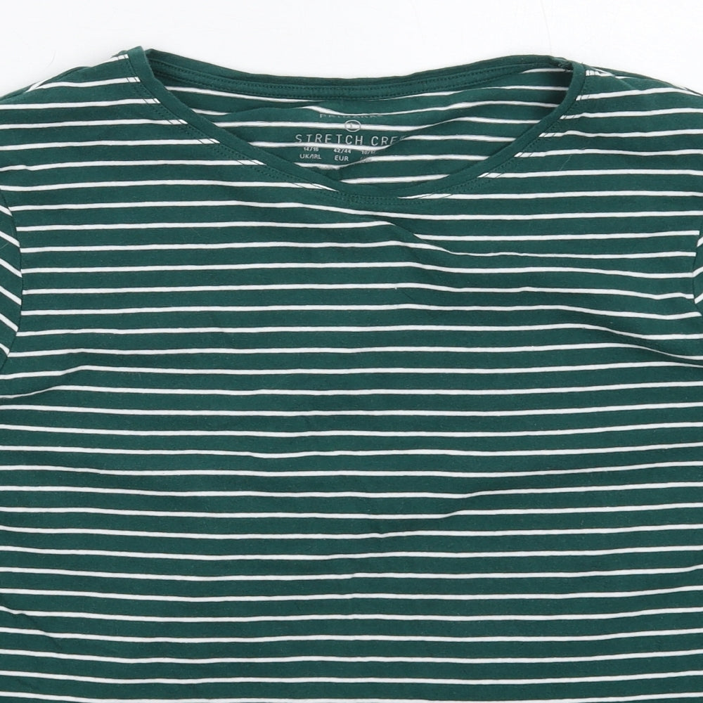 Primark Womens Green Striped  Basic T-Shirt Size 16