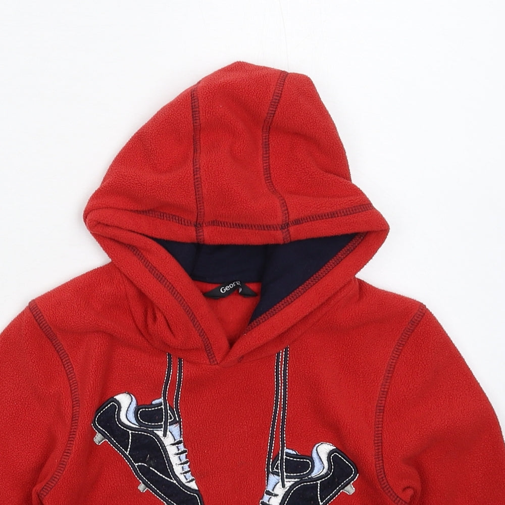 George Boys Red  Fleece Pullover Hoodie Size 2-3 Years