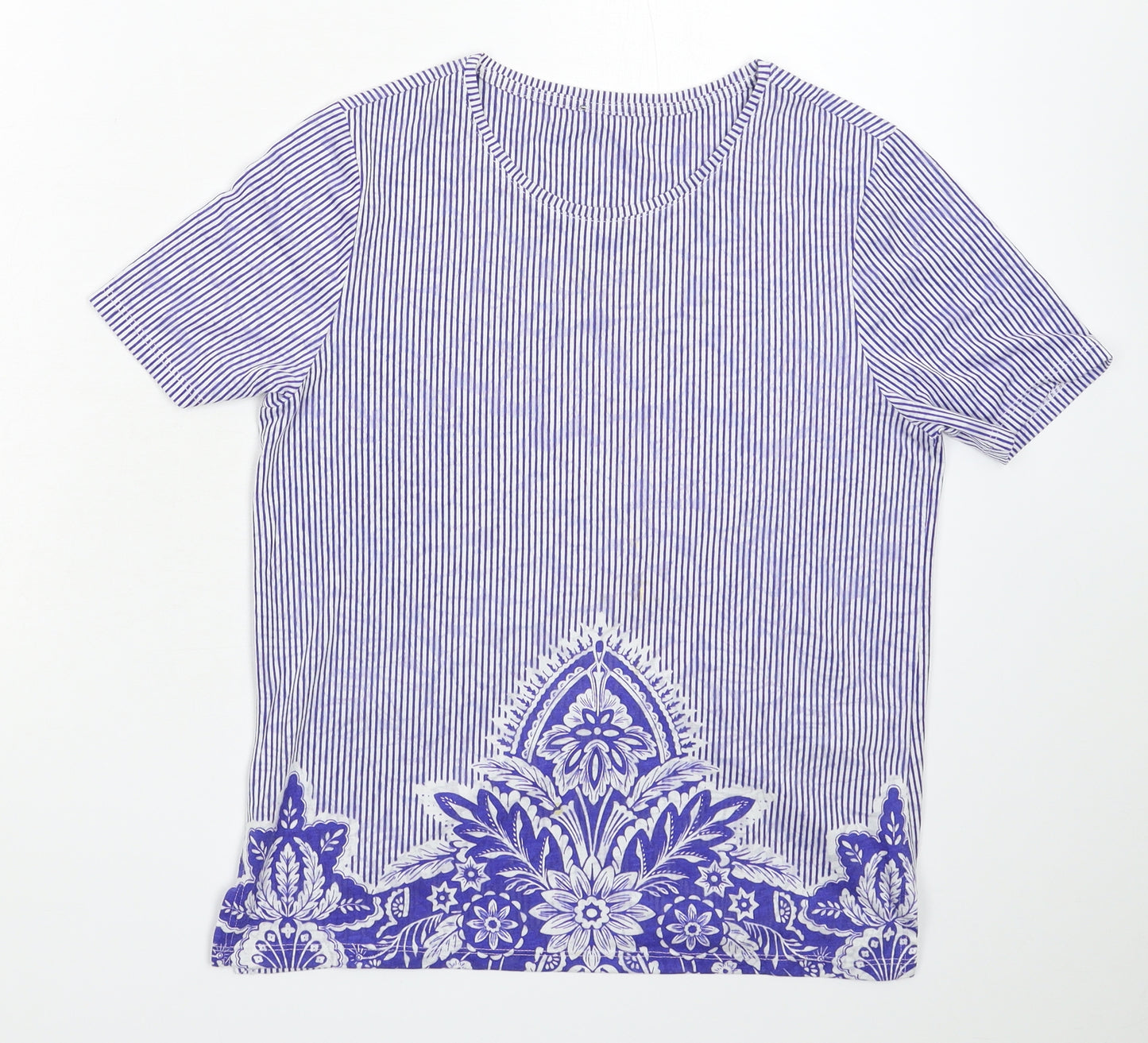 Marks and Spencer Womens Blue Striped  Basic T-Shirt Size 10