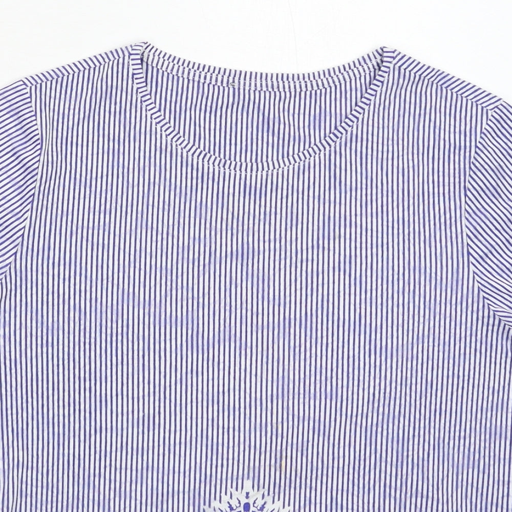 Marks and Spencer Womens Blue Striped  Basic T-Shirt Size 10