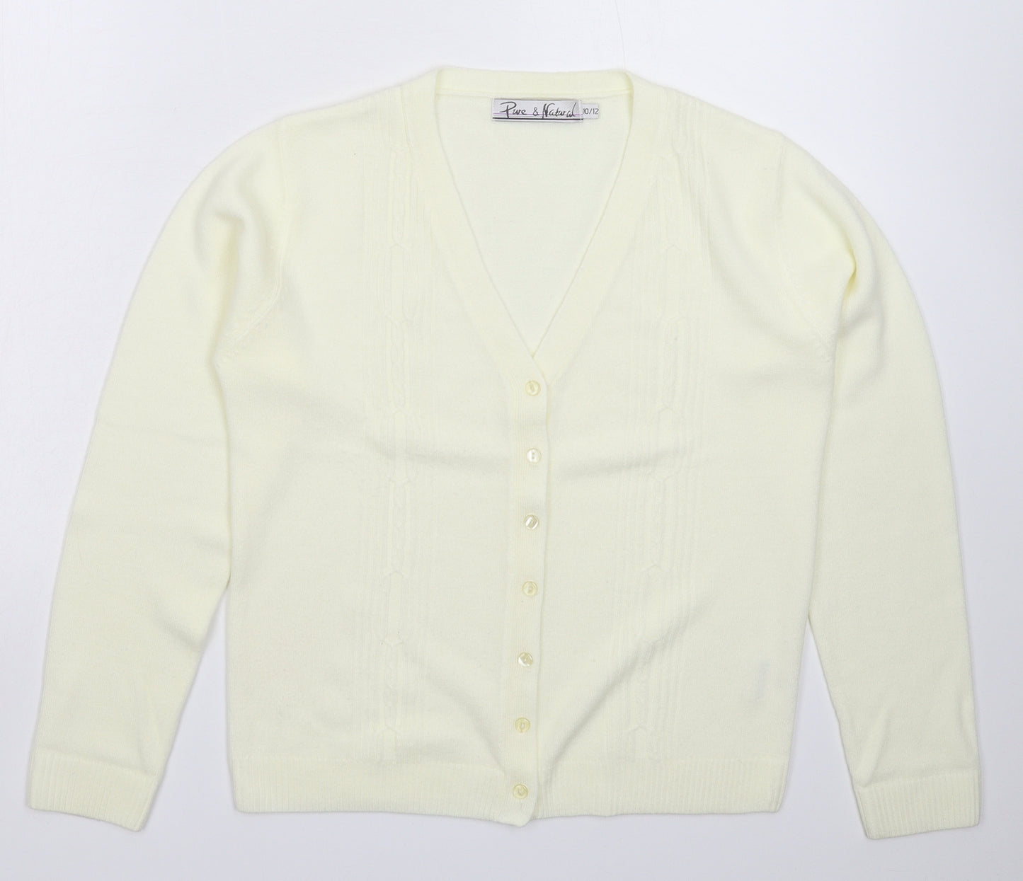 Pure & Natural Womens White  Knit Cardigan Jumper Size 12