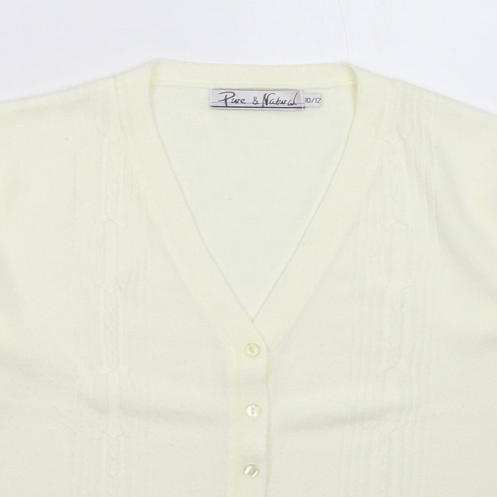 Pure & Natural Womens White  Knit Cardigan Jumper Size 12