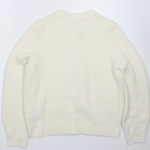 Marks and Spencer Womens White  Knit Cardigan Jumper Size 14