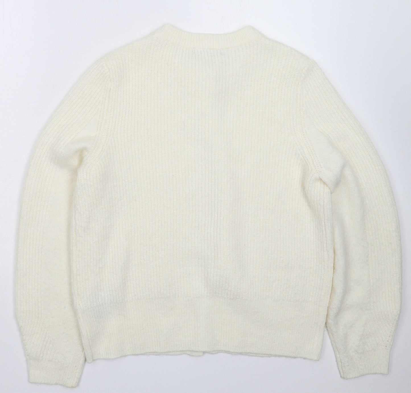 Marks and Spencer Womens White  Knit Cardigan Jumper Size 14