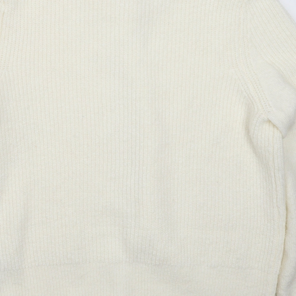 Marks and Spencer Womens White  Knit Cardigan Jumper Size 14