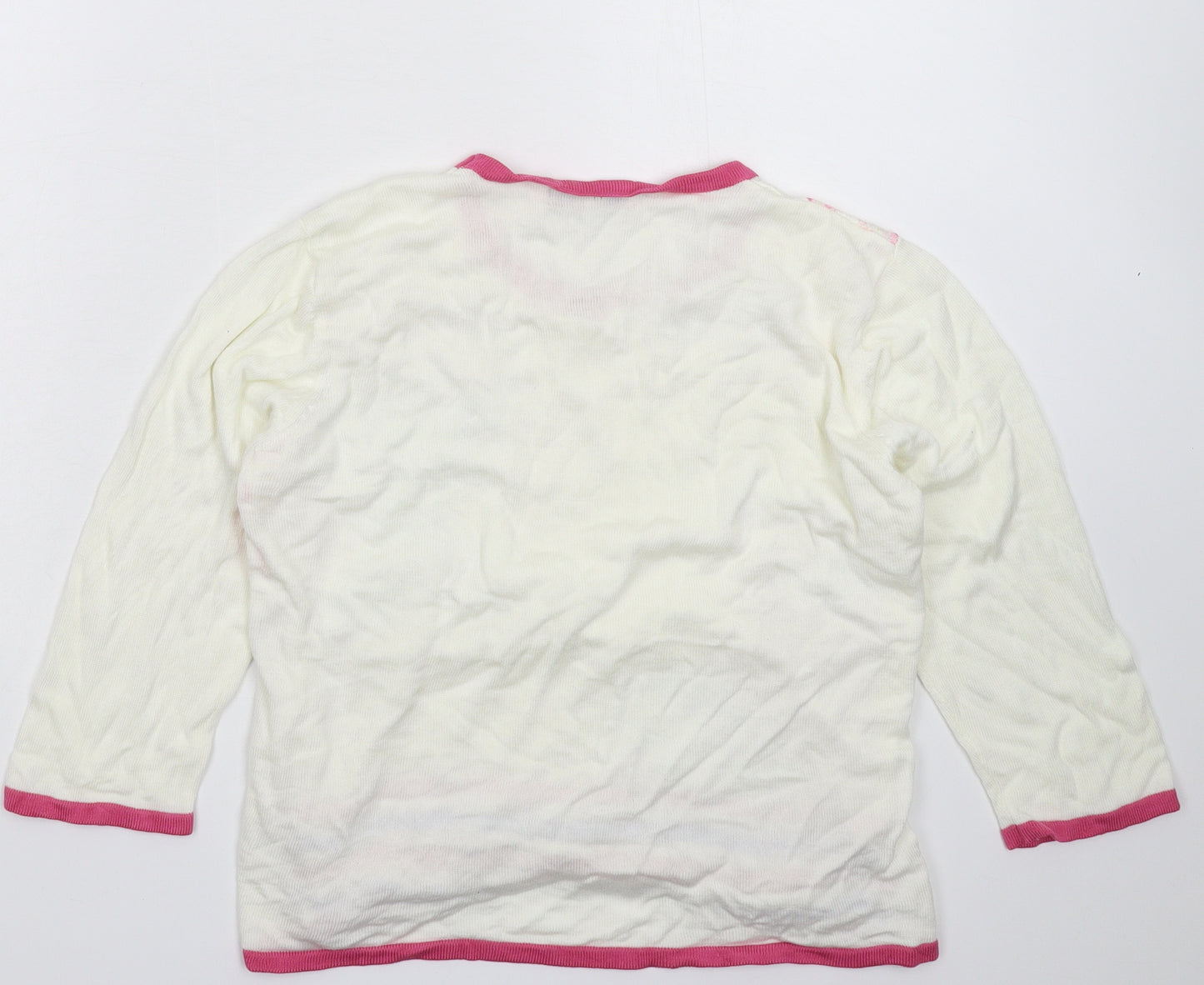 Mudflower Womens White  Knit Pullover Jumper Size M