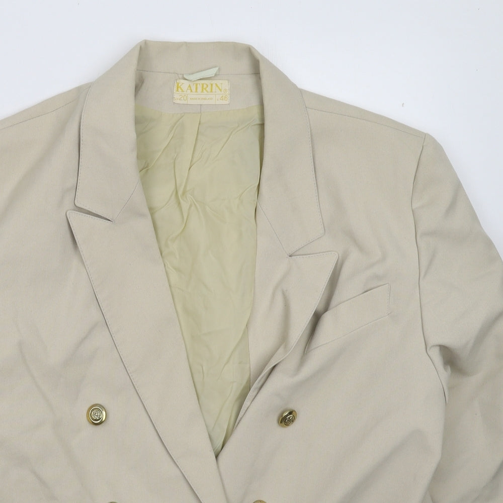 Katrin Womens Beige   Jacket Suit Jacket Size 20