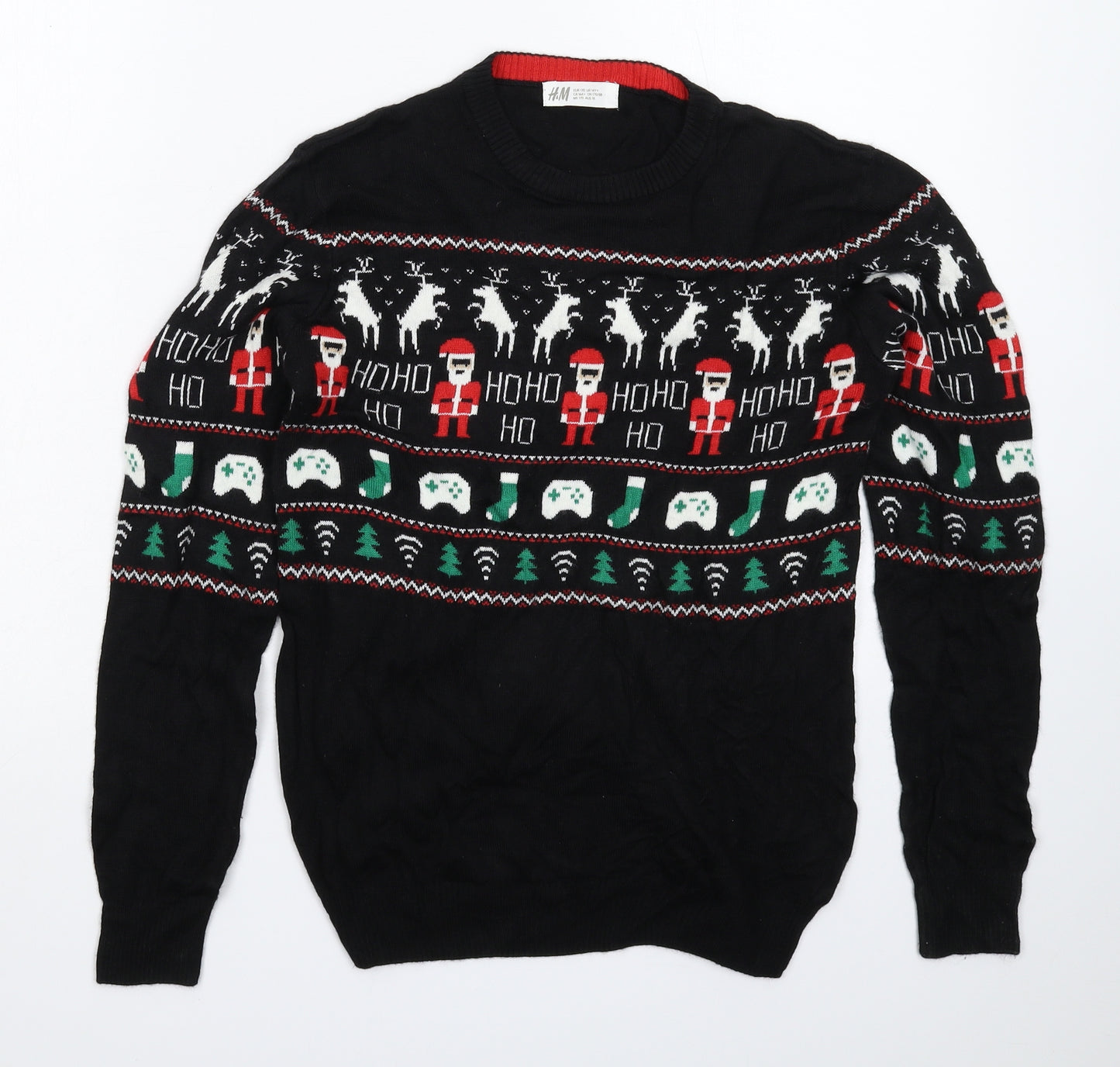 H&M Boys Black  Knit Pullover Jumper Size 14 Years  - Christmas