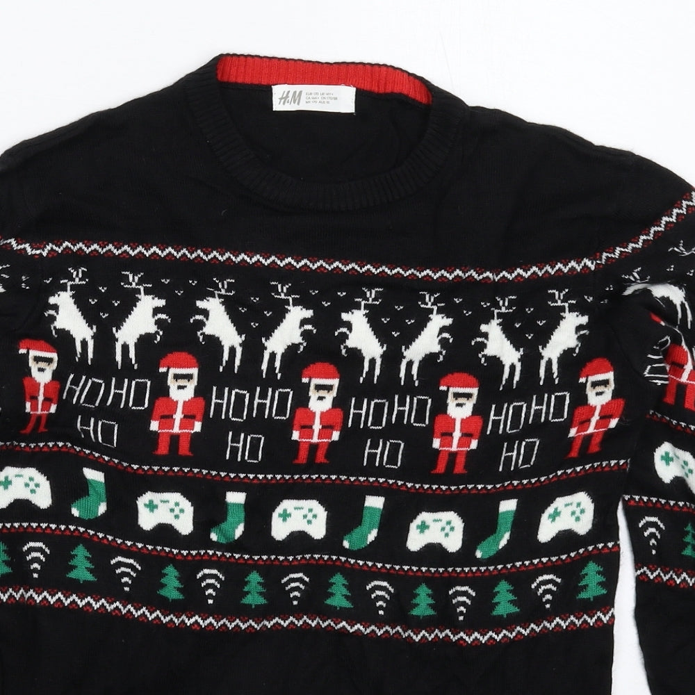 H&M Boys Black  Knit Pullover Jumper Size 14 Years  - Christmas