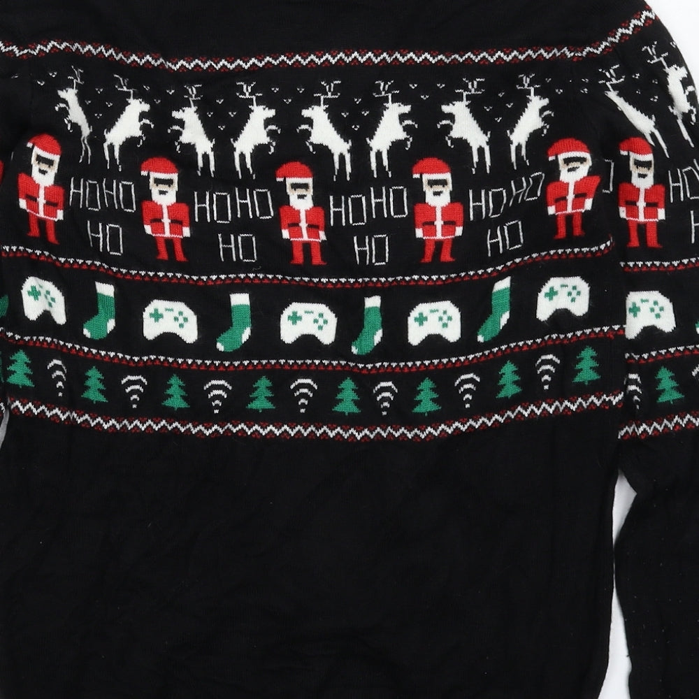 H&M Boys Black  Knit Pullover Jumper Size 14 Years  - Christmas