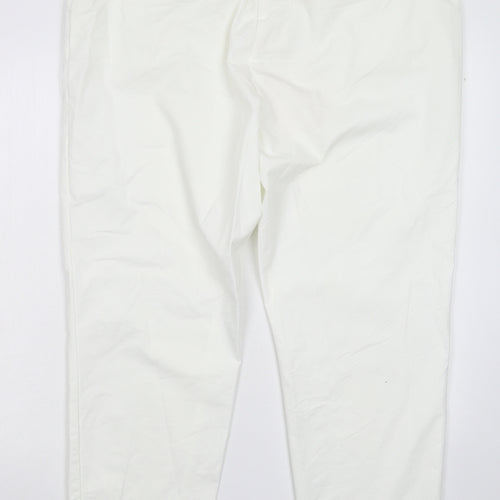 Marks and Spencer Womens White   Chino Trousers Size 18 L28 in