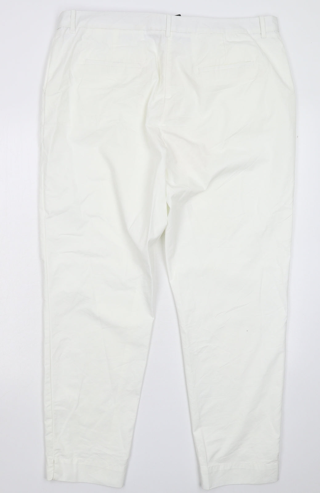 Marks and Spencer Womens White   Chino Trousers Size 18 L28 in