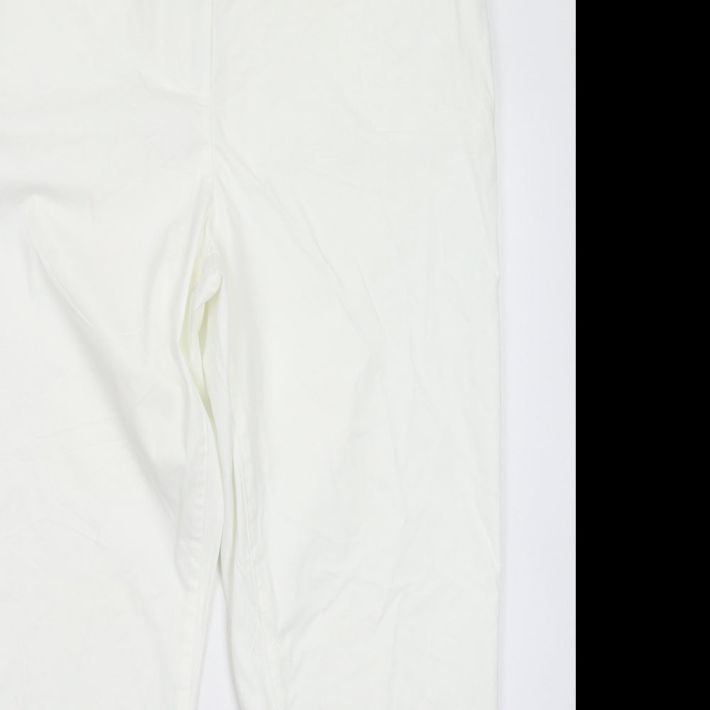 Marks and Spencer Womens White   Chino Trousers Size 18 L28 in