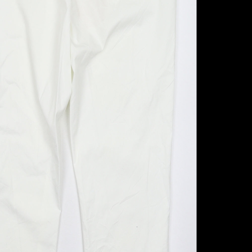 Marks and Spencer Womens White   Chino Trousers Size 18 L28 in