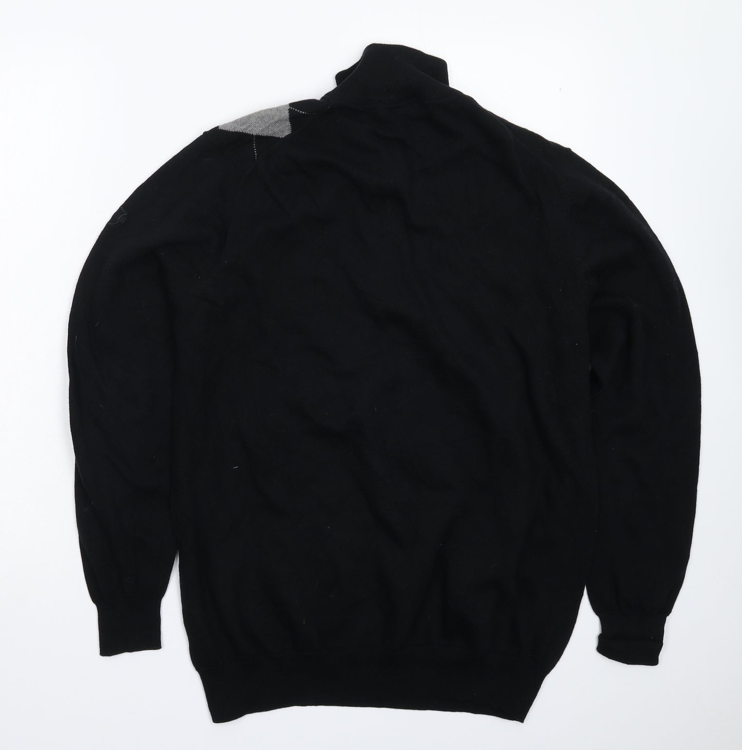 Maine Mens Black Geometric Knit Pullover Jumper Size M
