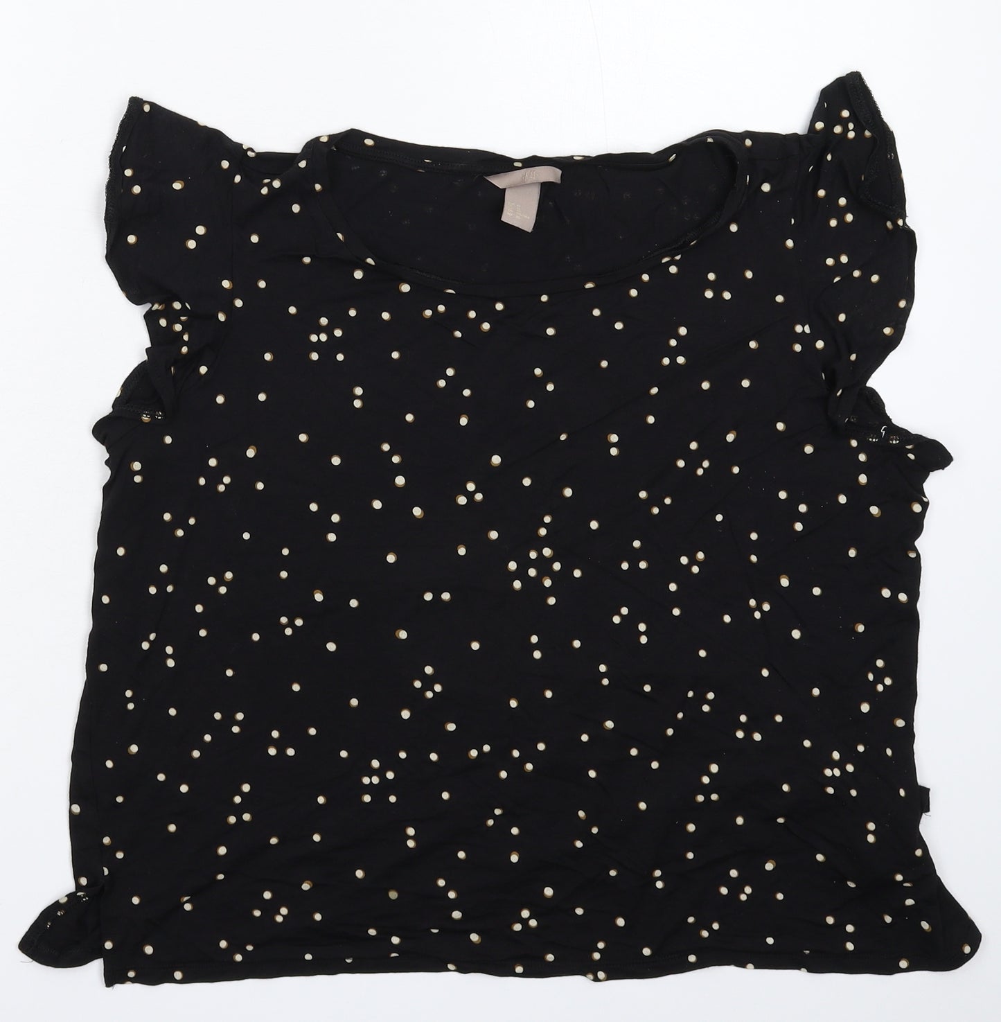 H&M Womens Black Polka Dot  Basic T-Shirt Size XL