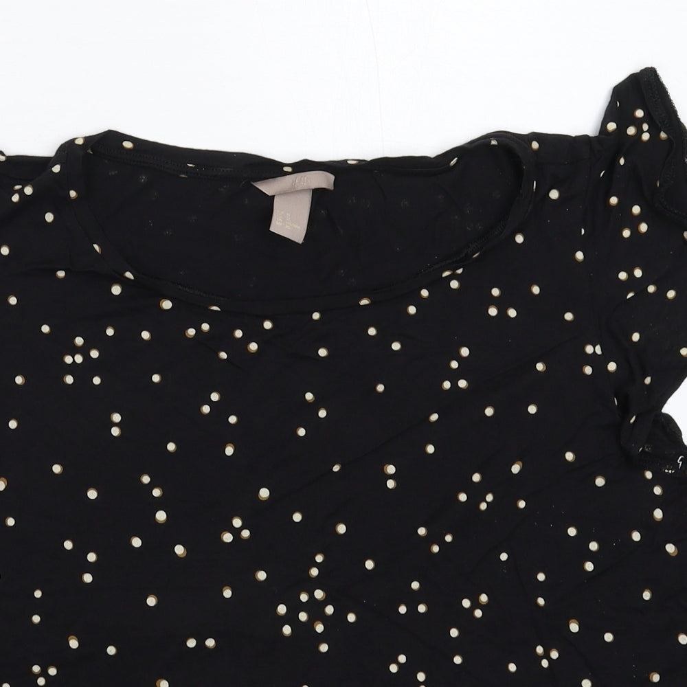 H&M Womens Black Polka Dot  Basic T-Shirt Size XL