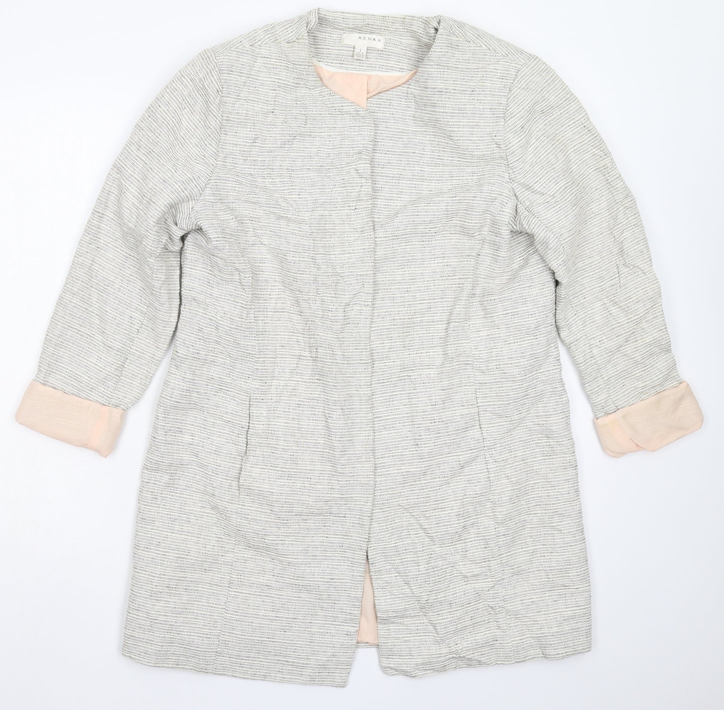 Kenar Womens Grey Striped  Jacket Blazer Size 14
