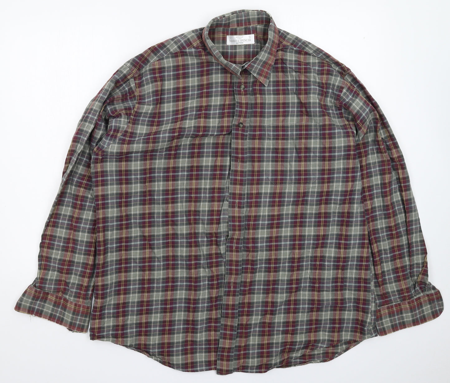 Marks and Spencer Mens Multicoloured Check   Dress Shirt Size 17
