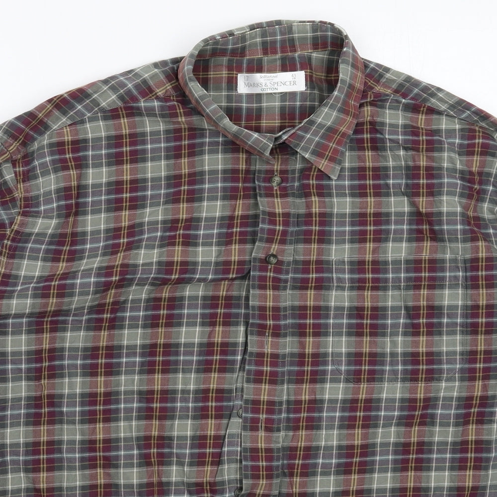 Marks and Spencer Mens Multicoloured Check   Dress Shirt Size 17