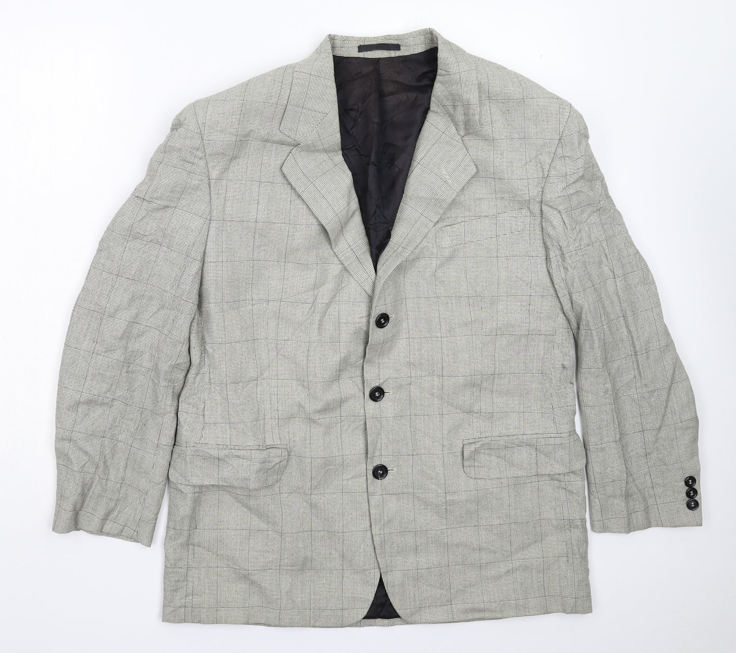 Barisal Mens Grey Check  Jacket Suit Jacket Size 40
