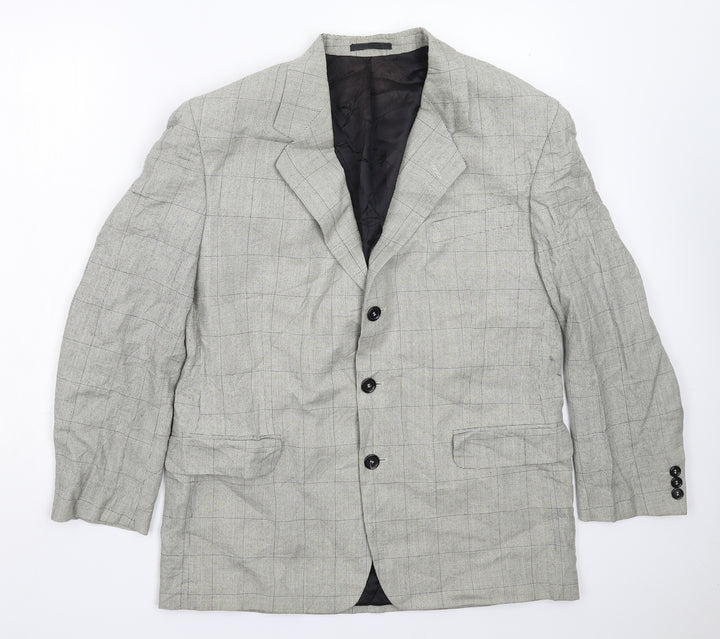 Barisal Mens Grey Check  Jacket Suit Jacket Size 40