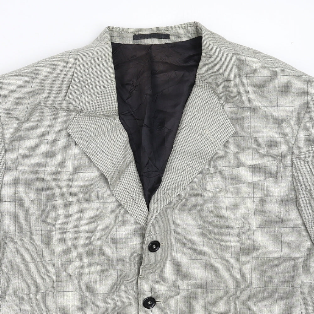 Barisal Mens Grey Check  Jacket Suit Jacket Size 40