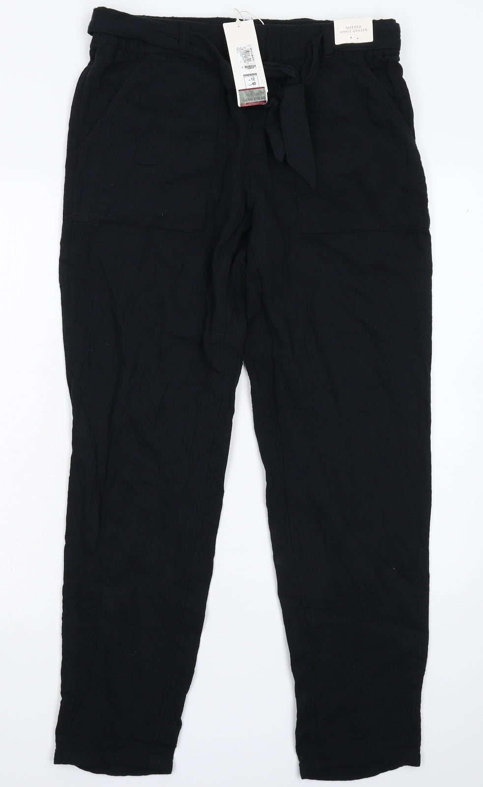 Per Una Womens Black   Trousers  Size 12 L29 in