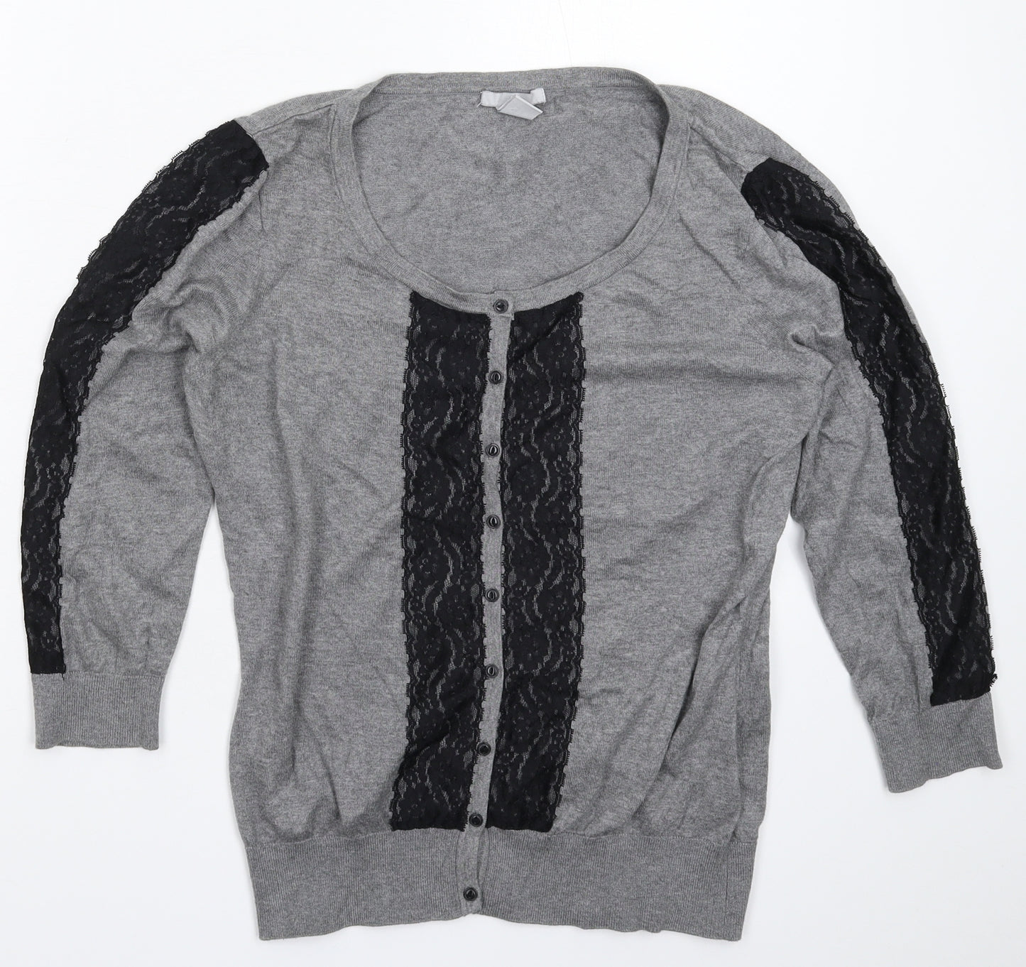 H&M Womens Grey  Knit Cardigan Jumper Size M