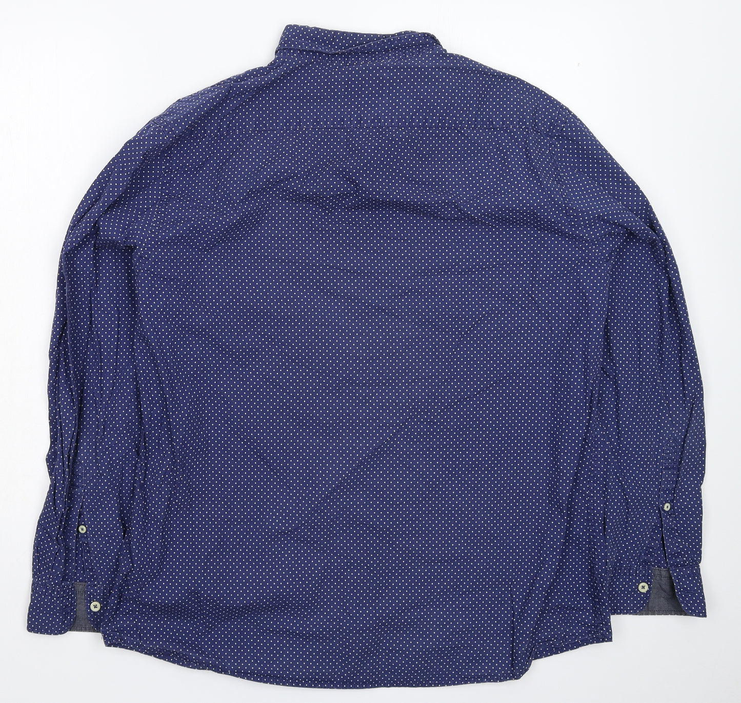 TU Mens Blue Polka Dot   Button-Up Size XL