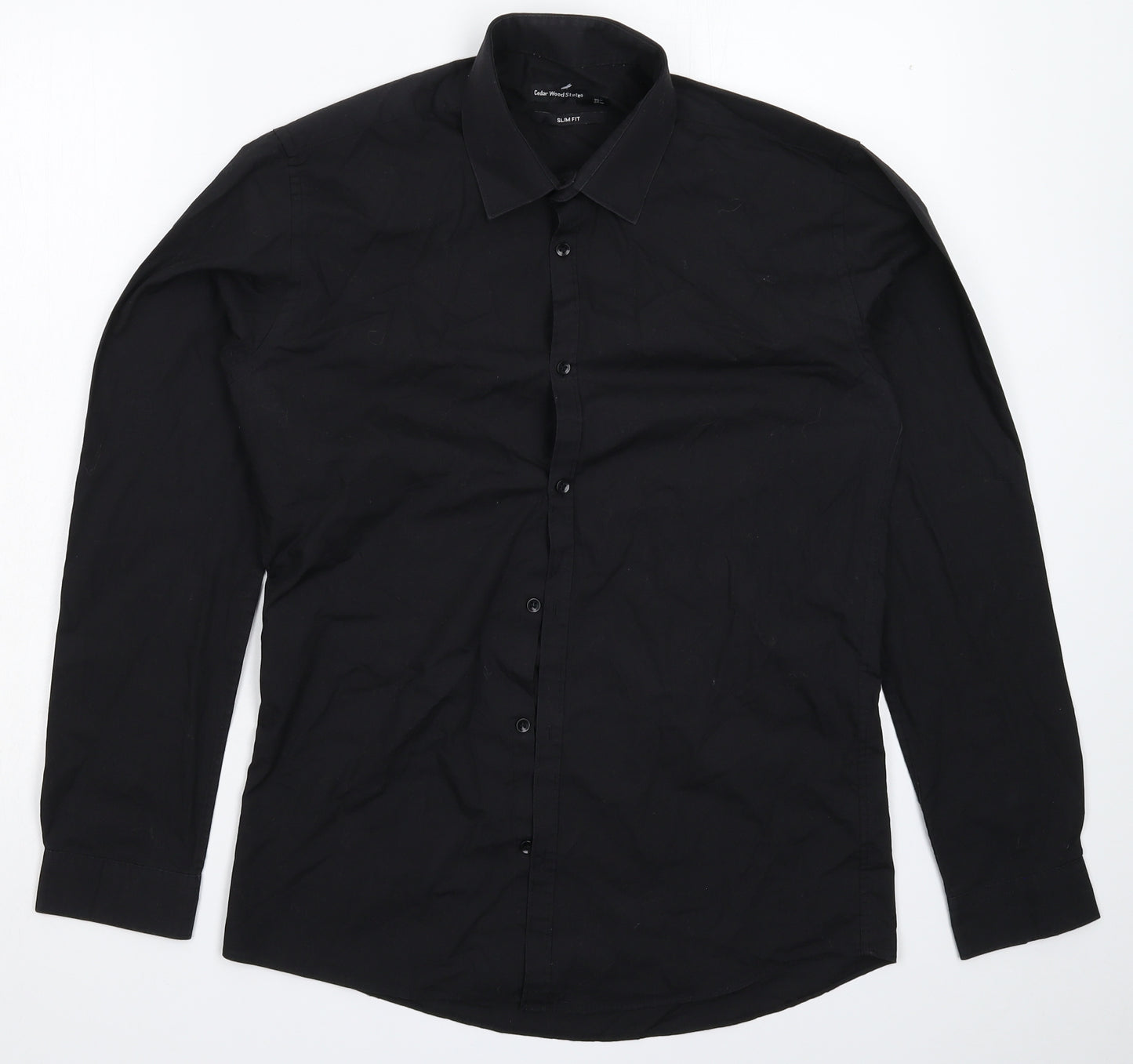 Cedar Wood State Mens Black    Dress Shirt Size 15