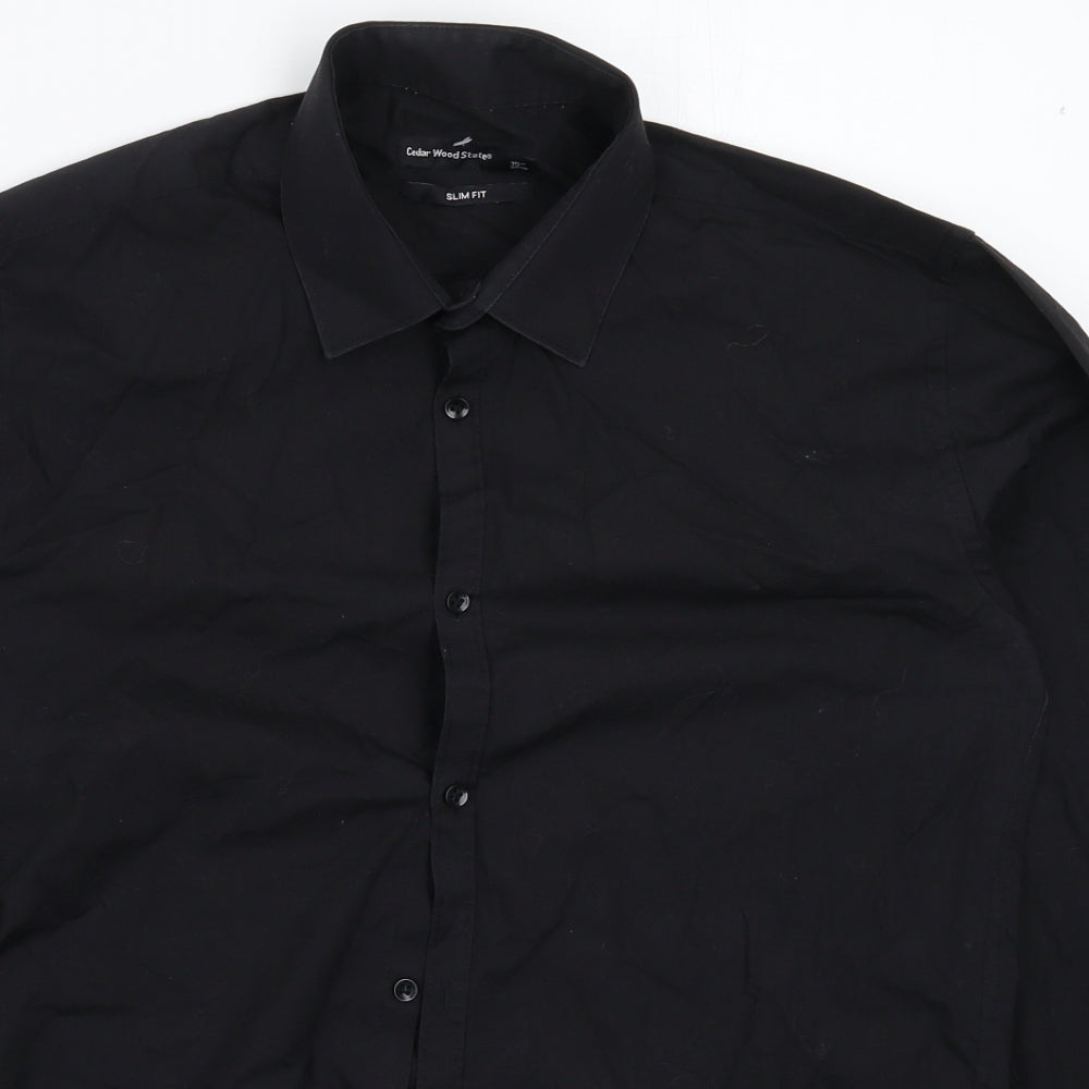 Cedar Wood State Mens Black    Dress Shirt Size 15