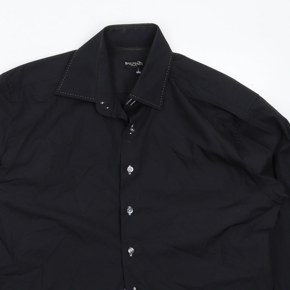 Balmain Mens Black    Dress Shirt Size 16