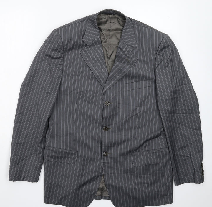 Cerruti Mens Grey Striped  Jacket Suit Jacket Size 40
