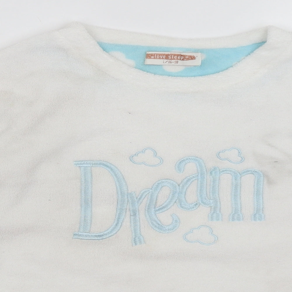 Love Sleep Womens White Solid  Top Pyjama Top Size L  - Dream