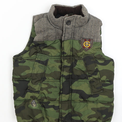Gap  Boys Green Camouflage  Gilet Coat Size 5 Years