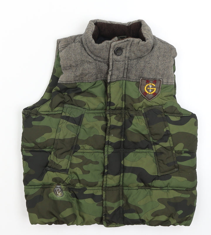 Gap  Boys Green Camouflage  Gilet Coat Size 5 Years