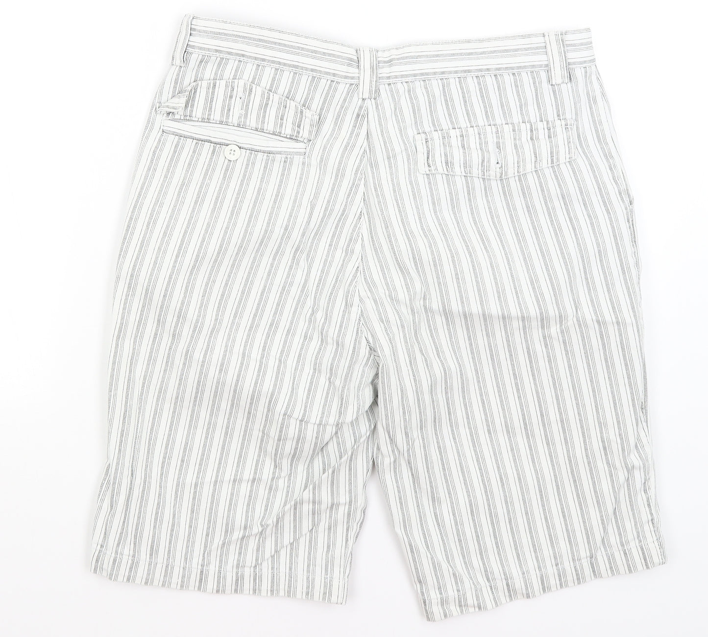 Hush Puppies Mens White Striped  Bermuda Shorts Size 34 in