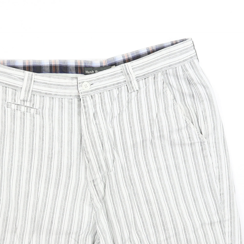 Hush Puppies Mens White Striped  Bermuda Shorts Size 34 in