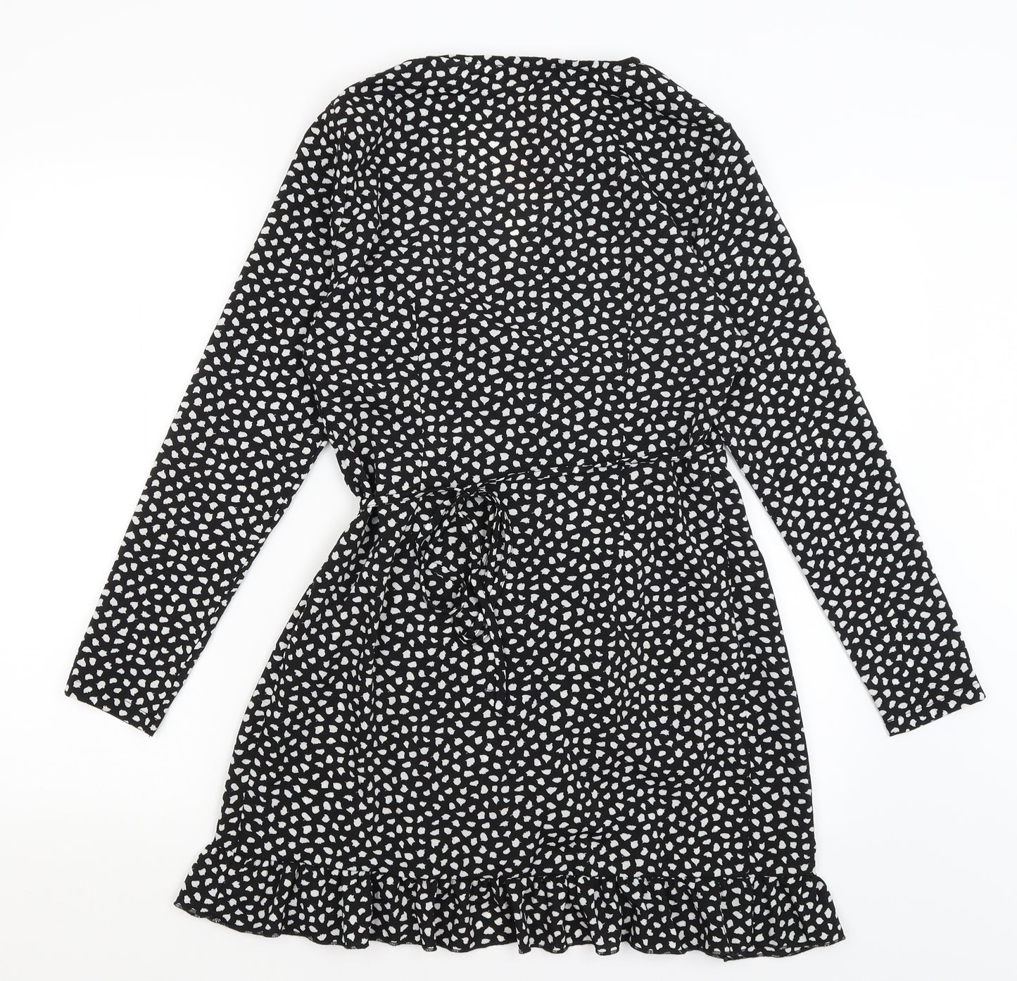 Misspap Womens Black Polka Dot  Wrap Dress  Size 8