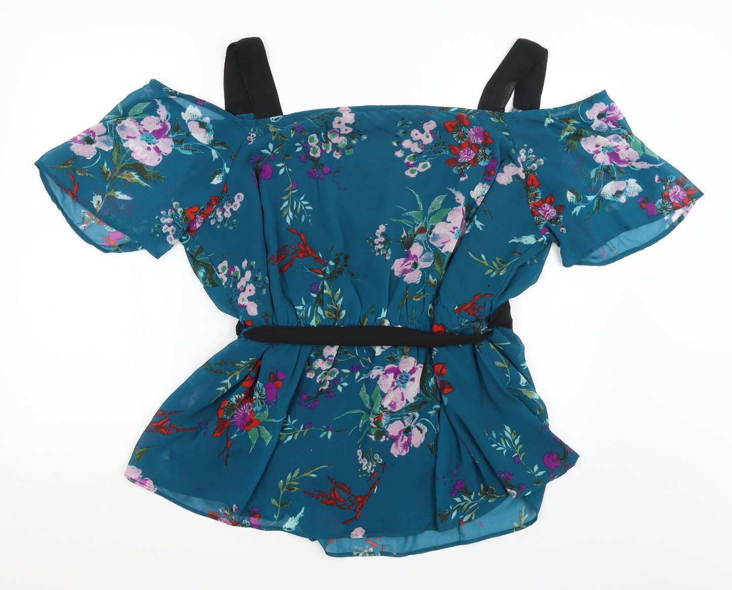 Koko  Womens Blue Floral  Basic Blouse Size 22