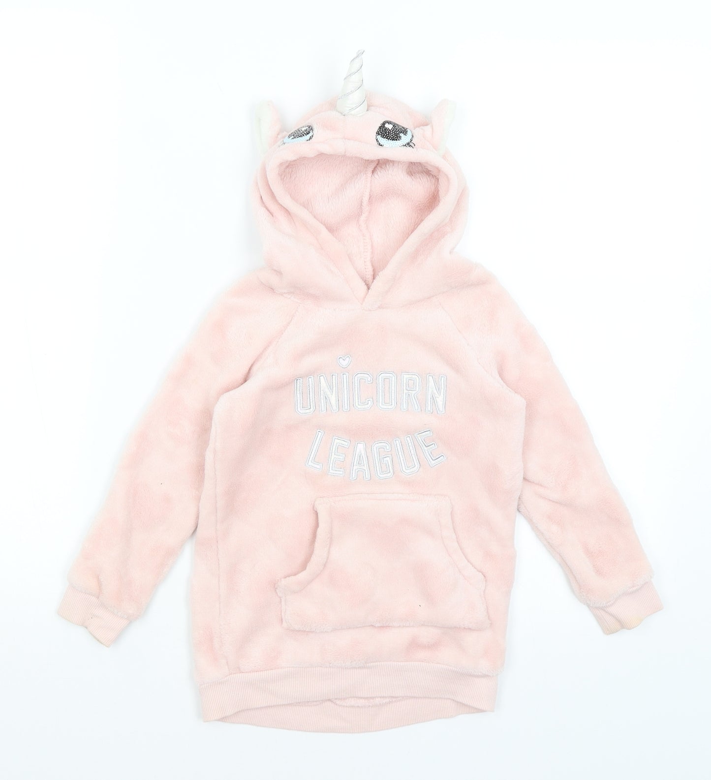 H&M Girls Pink   Pullover Hoodie Size 3-4 Years  - Unicorn League