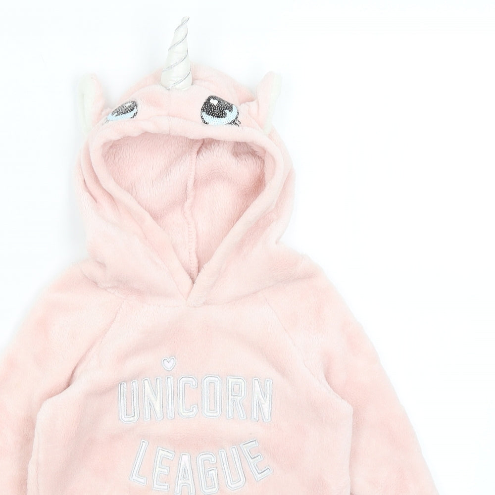 H&M Girls Pink   Pullover Hoodie Size 3-4 Years  - Unicorn League