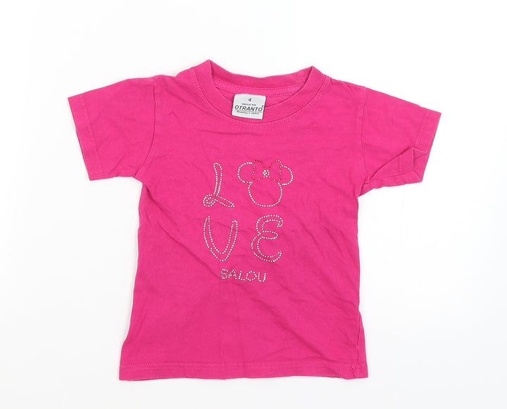 Otranto Girls Pink   Basic T-Shirt Size 4 Years  - Love Salou
