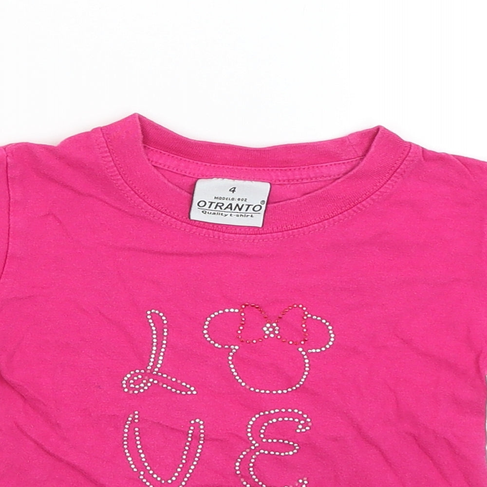 Otranto Girls Pink   Basic T-Shirt Size 4 Years  - Love Salou