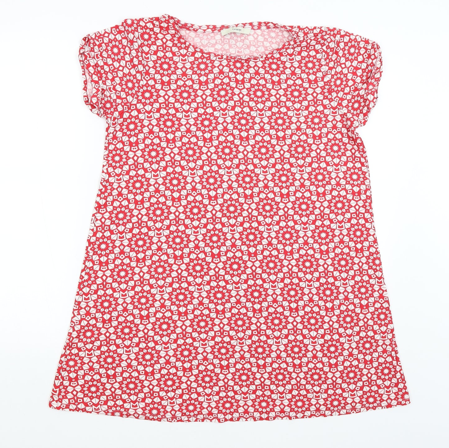 George Womens Red Geometric  Basic T-Shirt Size 14