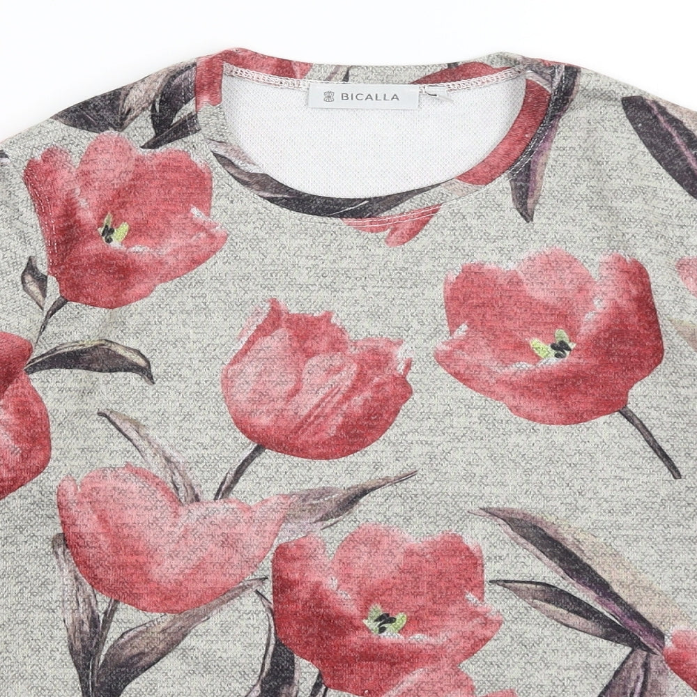 Bicalla Womens Green Floral  Basic T-Shirt Size XS